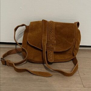 Brown Suede Crossbody Bag